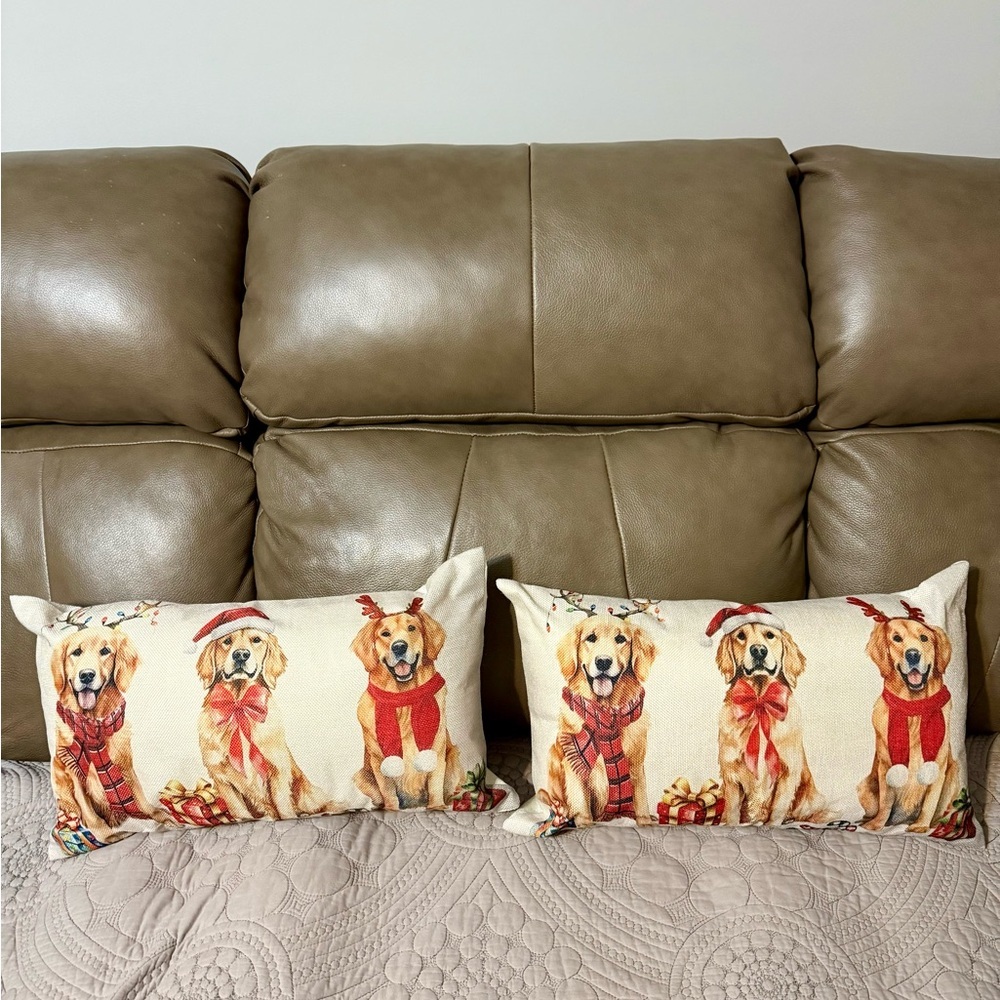 Christmas Labrador Decorations Doggy Holiday Decorative Throw Pillows